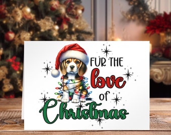 Christmas Cards Beagle Dog Design, Custom Holiday Greeting Cards, 7&quot;x5&quot; Funny Dog Christmas Lights, Merry Christmas Stationary, Pet Lover
