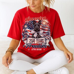 250th America Scottish Terrier Shirt, Patriotic 250 Years of Freedom TShirt, 4th of July Celebration, Independence Day, Comfort Colors Tee Red