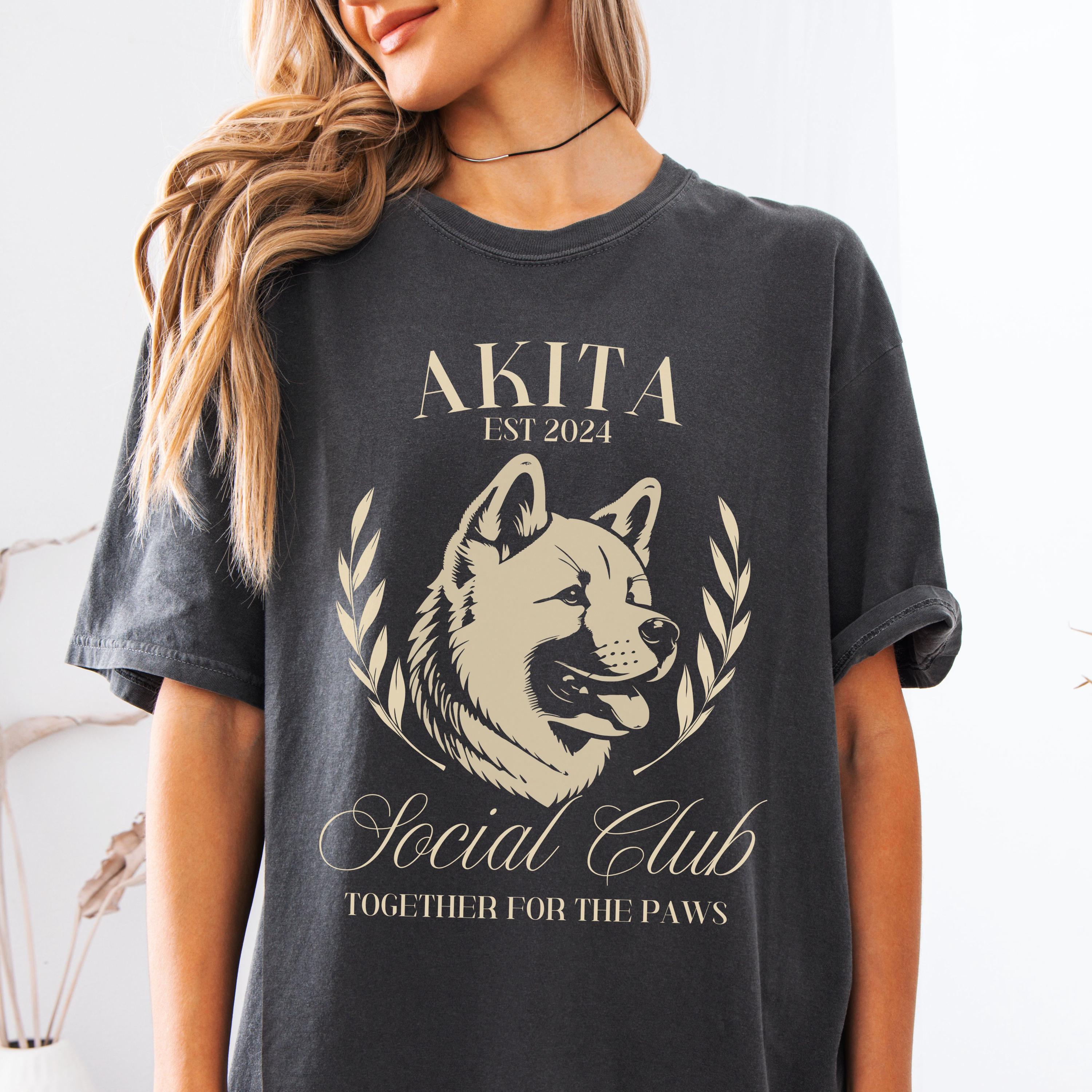 Custom Akita T-Shirt, Comfort Colors 1717 Tee, Social Club Custom Personalized Year, Women's Shirt, Gift for Dog Lovers, Gift for Her