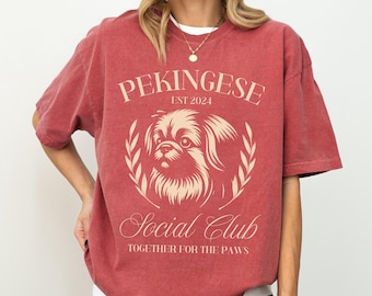 Custom Pekingese T-Shirt, Comfort Colors 1717 Tee, Social Club Personalized Year, Women&#39;s Shirt, Gift for Dog Lovers, Gift for Her