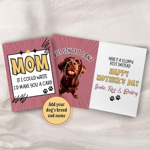 Cartão personalizado para o dia das mães de cachorro, raça de cachorro personalizada, cartão de felicitações engraçado, presente para mãe de cachorro, cartão fofo para amante de animais de estimação, cartão de humor de cachorro