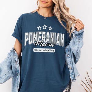 Custom Pomeranian Dog Mama T-Shirt, Comfort Colors 1717, Crewneck Tee, Fur Mama Shirt, Personalized Dog Name, Dog Mom Gift, Pet Lover Shirt