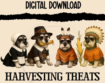 Fall Miniature Schnauzer PNG, JPEG File, Digital Download, Funny Thanksgiving, Dog Design, Pet Lover