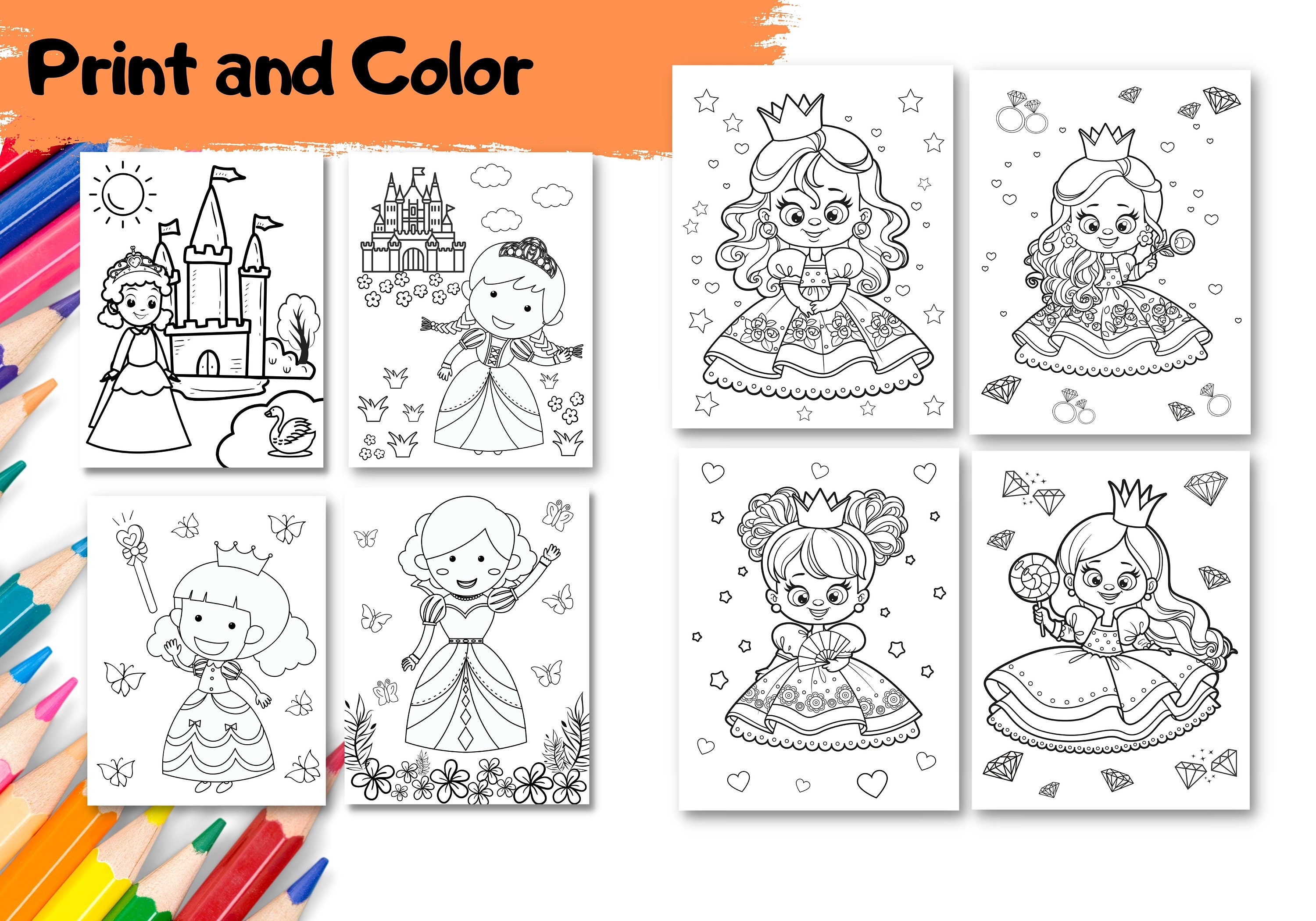 40 PRINTABLE Princess Coloring Pages for Kids | Princess Birthday Party ...