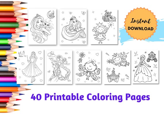 40 PRINTABLE Princess Coloring Pages for Kids Princess - Etsy