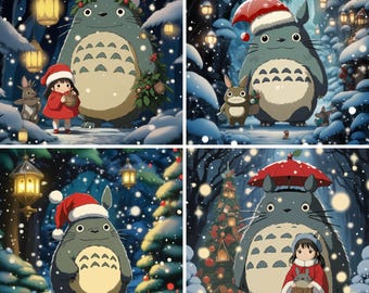 15 Studio Ghibli Christmas Inspired Clipart, Digital Papers, Japanese Anime Character Art, for Journaling, Scrapbooking, Digital Download