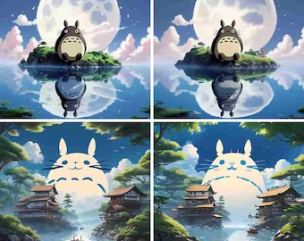 Imágenes prediseñadas inspiradas en Studio Ghibli: 19 papeles digitales con vibrantes personajes de anime japonés para diario, scrapbooking y descarga digital.