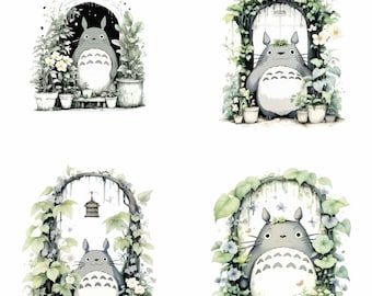 Studio Ghibli Inspired Clipart 8 JPG PNG Patterns, Japanese Anime Character Art, for Journaling, Scrapbooking, Digital Download