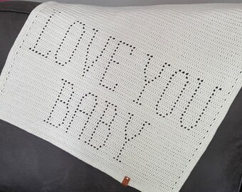 Crochet Baby Blanket Pattern. Filet crochet style PDF digital download baby blanket pattern. Easy/beginner blanket. US terms. Gender neutral