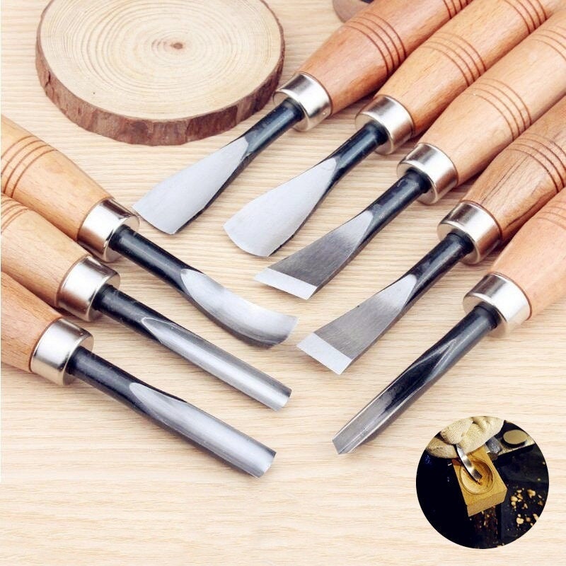 Mikisyo Power Grip Japanese Wood Carving Tool 6mm 60 Degree V Gouge Parting Chisel, with Wooden Handle, to Carve Channels in Woodworking