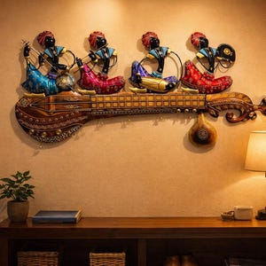 Metal Rajasthani Folk Musicians Wall Hanging, Traditional Indian Folk Art, Boho Ethnic Home Decor, Unique Gift Idea