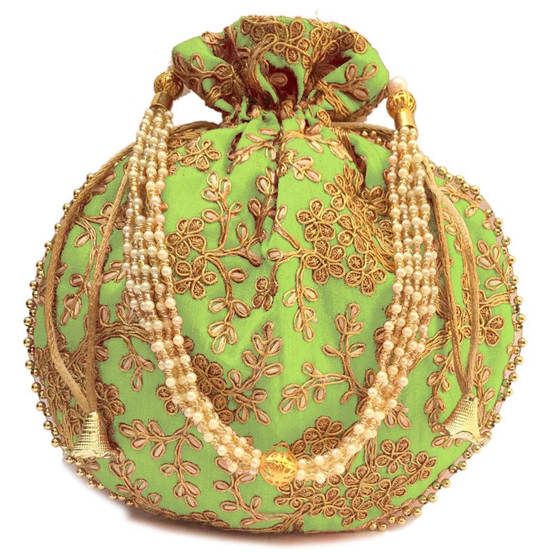 Partihandel med 200 st indiska handgjorda potli-påsar | Boho sidenpåse med dragsko, etniska bröllopspresentpåsar | Bulkpresentpåsar | Brudfestpresent bild 3