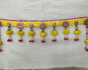 Artificial Marigold Flower Toran Garlands Door Hanging Valance Handmade Bandhanwar Door Entrance Traditional Diwali Wedding Wall Decoration