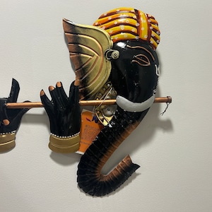 Wrought Iron Ganesha Playing Flute Wall Hanging | Wall Decor | Home Decor | Wall Art