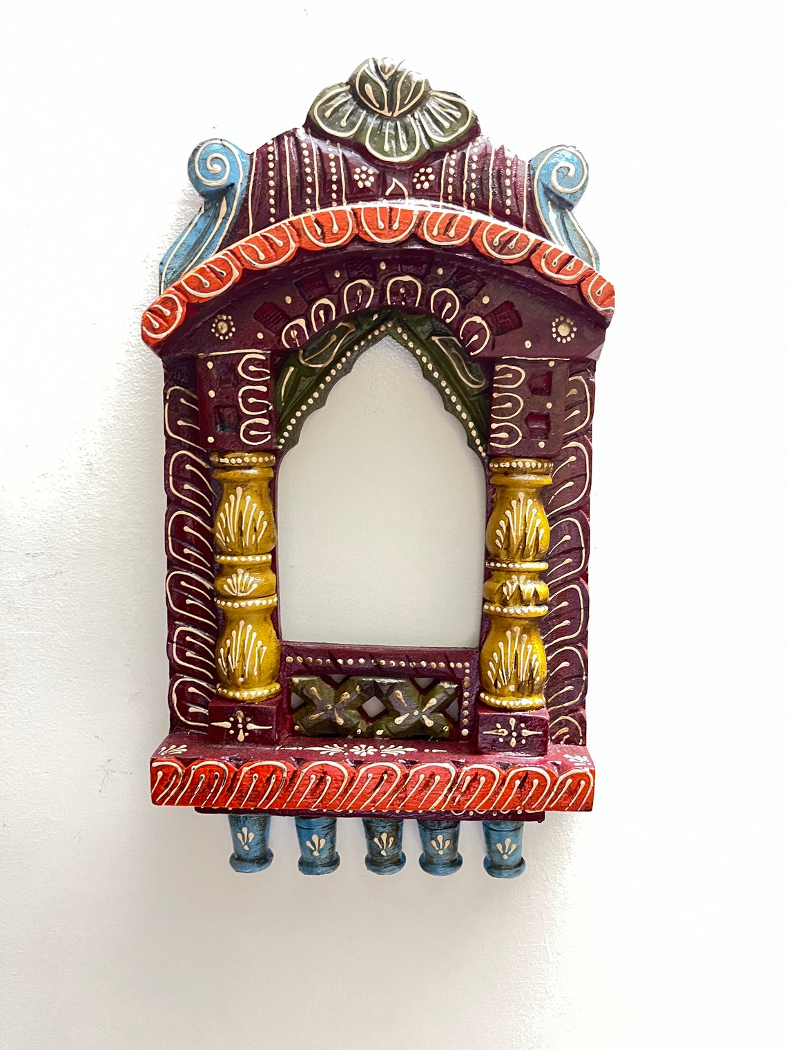 Traditional Wooden Rajasthani Jharokha Hand-carved Wooden Jharokha Wall Decor Wall Mounted With ...