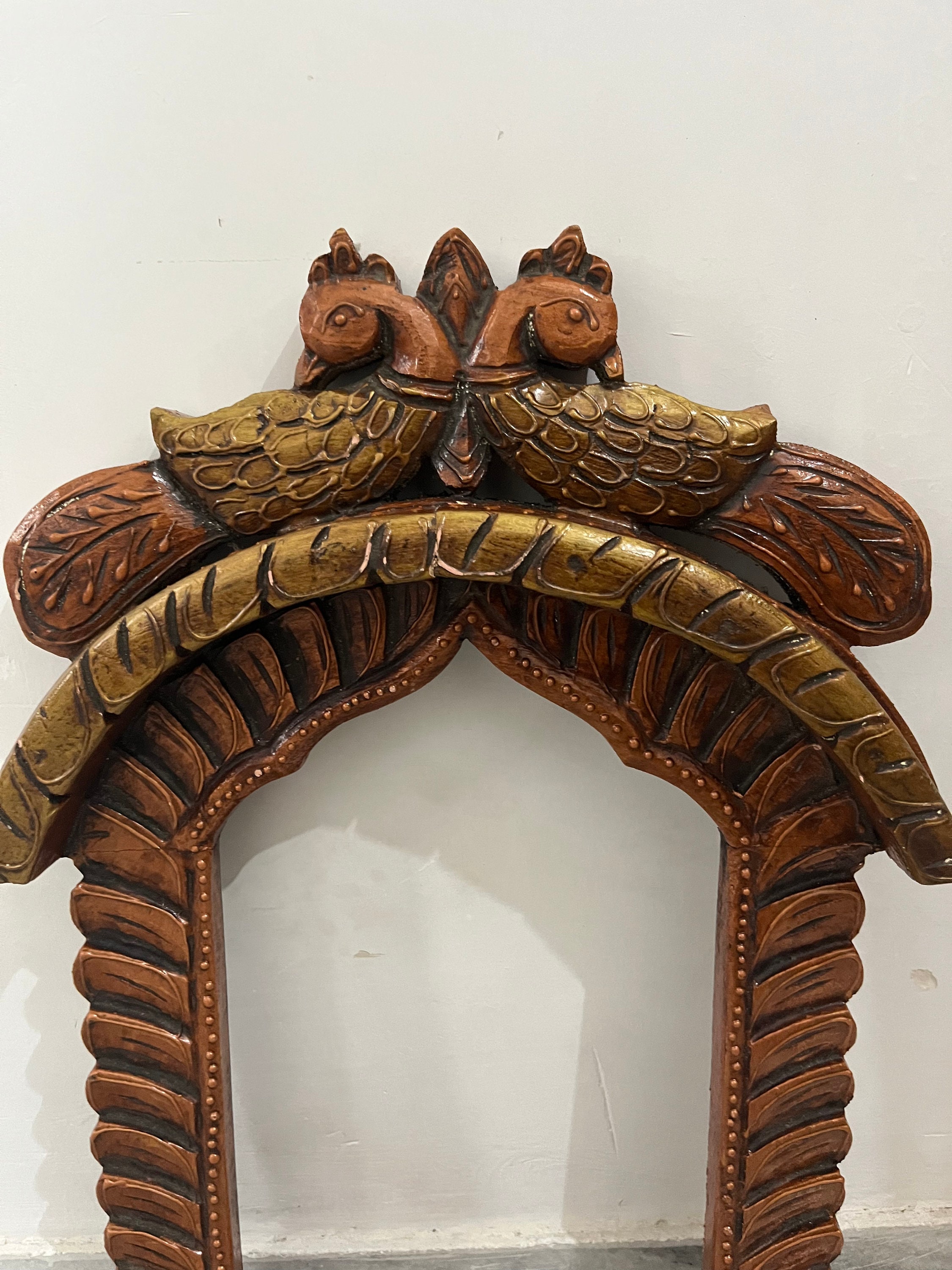 Traditional Wooden Peacock Jharokha Rajasthani Style Handcarved Wooden