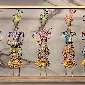 Metal Wall Art Wrought Iron Handmade Rajasthani 5 Musician Set Metal Wall Hanging Wall Decor Home Decor- Luxury Style Indian handicrafts