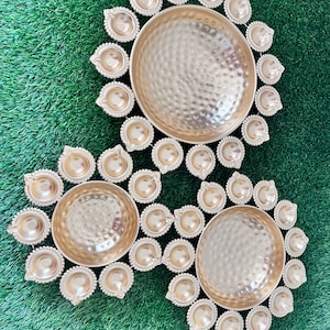 Urli Diya, 3pcs, lotus Urli Bowl,pooja Diwali Decor Lotus Urli, Diwali Diya, Goldarn candle holder, Tealight candle holder, Pooja Diya Urili