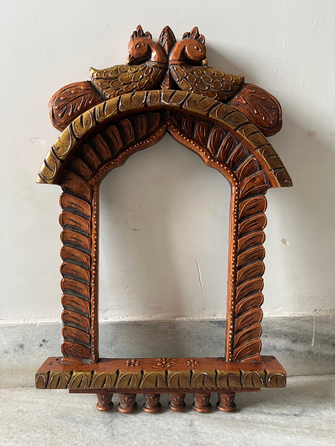 Traditional Wooden Peacock Jharokha Rajasthani Style Handcarved Wooden