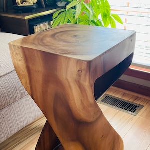 Teak Twist Pedestal Twisted End Table Teak Plant Stand Modern Furniture