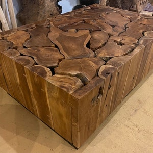 Teak Root Puzzle Piece Coffee Table Teak Wood Accent Table Teak End Table Driftwood Table Teak Furniture image 1