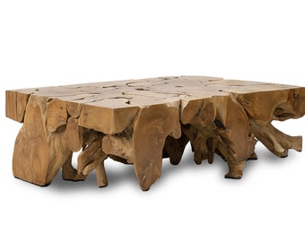 Teak Root Puzzle Piece Coffee Table Teak Wood Accent Table Teak End Table Driftwood Table Organic Furniture