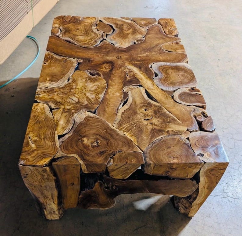 Live Edge Teak Root Coffee Table: Organic Driftwood Cocktail Table ...
