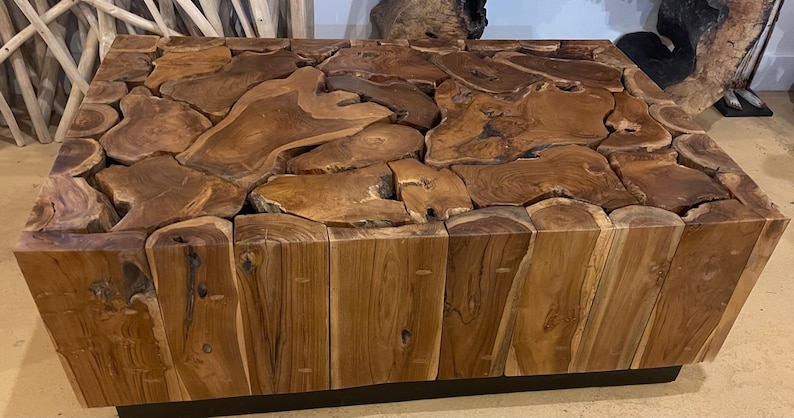 Teak Root Puzzle Piece Coffee Table Teak Wood Accent Table Teak End Table Driftwood Table Teak Furniture image 2