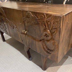 Christmas Deer Storage Cabinet Holiday Reindeer Carving