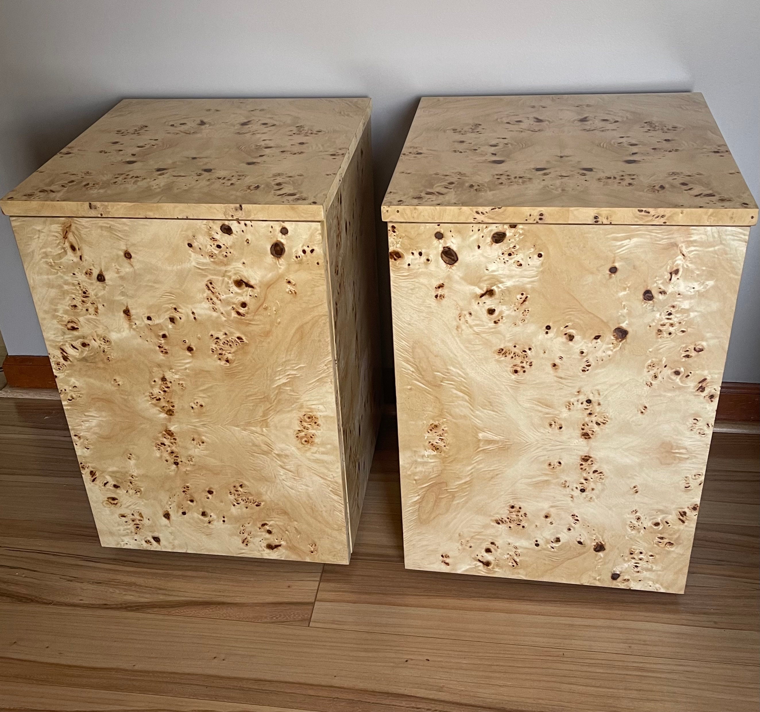 Burl wood nightstand deals