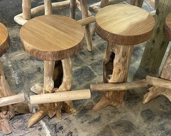 Teak Root Bar Stool Live Edge Teak Driftwood Furniture