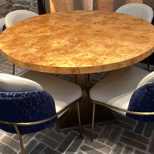 Custom Made to Order Burl Wood Veneer Round Table Tops Accent Table Contemporary Table Top Wall Art Modern Furniture Made in USA