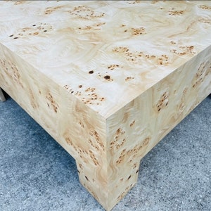 Custom Made To Order Genuine Burl Wood Coffee Table 1970s Accent Table Contemporary Mid Century Modern Furniture Made in USA
