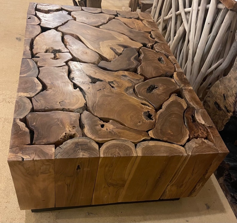 Teak Root Puzzle Piece Coffee Table Teak Wood Accent Table Teak End Table Driftwood Table Teak Furniture image 4