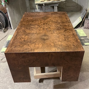 Custom Burl Wood Coffee Table: Mid Century Modern Accent Table image 3