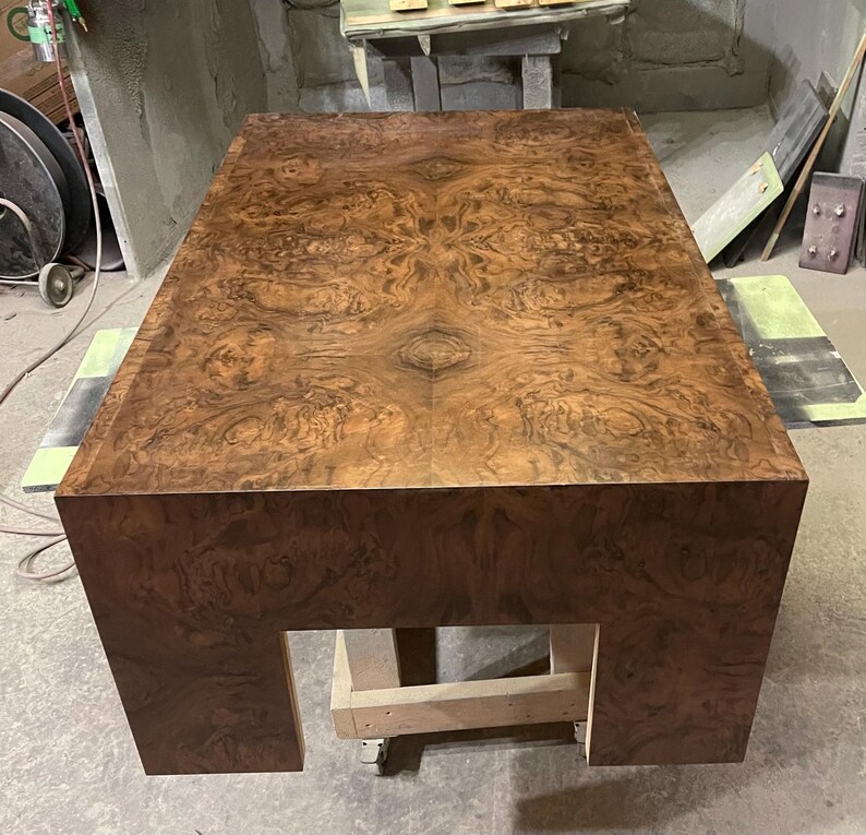 Custom Burl Wood Coffee Table: Mid Century Modern Accent Table image 3