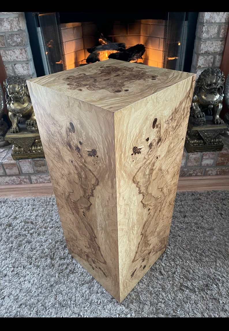 Custom Made to Order Burl Wood Cube Pedestal End Table Etsy