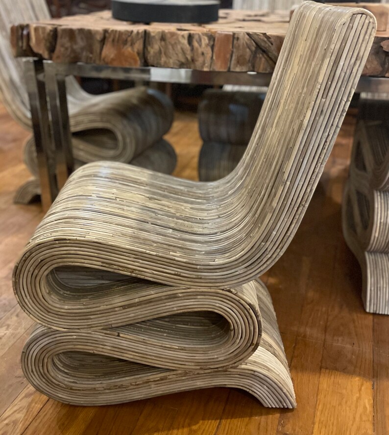 Curved Rattan Accent Chair Ribbon Chair Modern Furniture Rattan