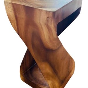 Mesita auxiliar con pedestal de teca retorcida, soporte para plantas de teca, muebles modernos
