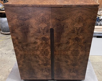 Custom Made to Order Burl Wood Storage Cabinet Armoire Made in USA