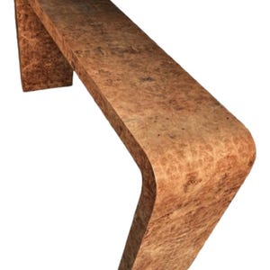 Custom Made to Order Genuine Burl Wood Waterfall Console Table Modern Sofa Table Contemporary Furniture Made in the USA