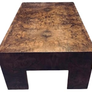 Custom Burl Wood Coffee Table: Mid Century Modern Accent Table image 1