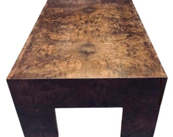Custom Burl Wood Coffee Table: Mid Century Modern Accent Table