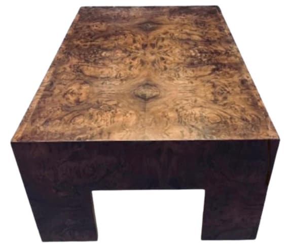 Custom Burl Wood Coffee Table: Mid Century Modern Accent Table