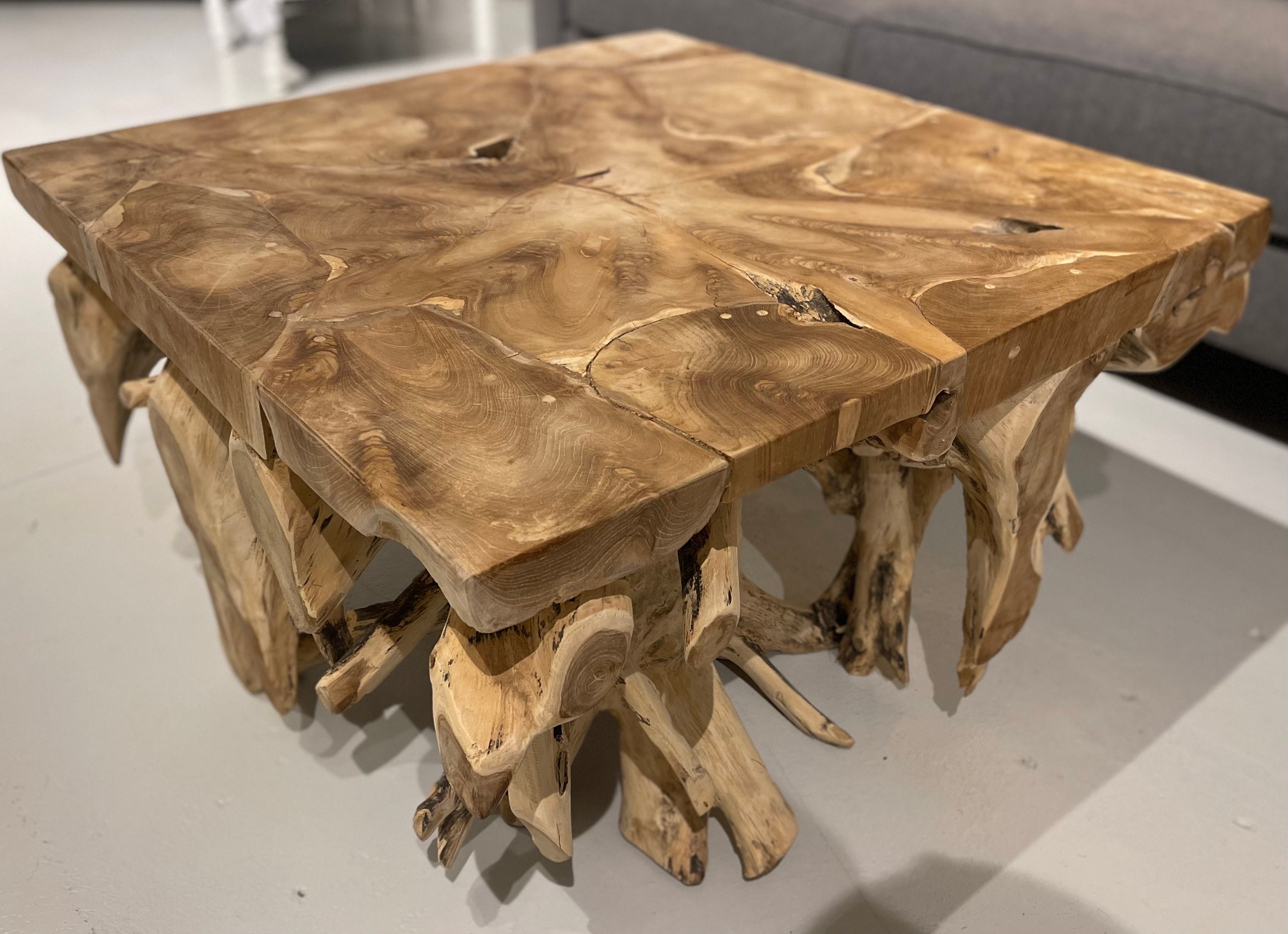Large Square Teak Root Coffee Table Teak Driftwood Accent Table Teak Furniture Etsy