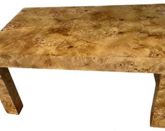 Custom Mid Century Modern Burl Wood Dining Table Custom Made Furniture Made in USA