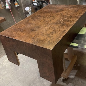 Custom Burl Wood Coffee Table: Mid Century Modern Accent Table Walnut Burl