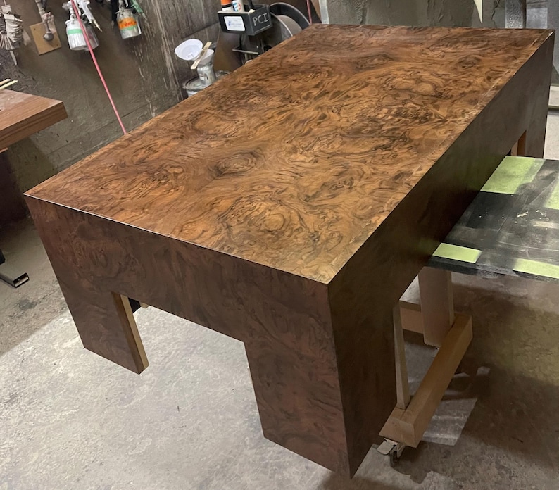 Custom Burl Wood Coffee Table: Mid Century Modern Accent Table Walnut Burl