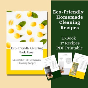 Eco-friendly Cleaning Products Recipes E-book,All natural cleaning recipes printable,zero waste homemade cleaning e-book,sustainable recipes image 1