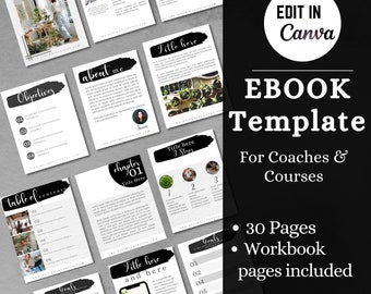 Ebook Template Canva,Workbook template for Course Creators, Ebook Lead Magnet for Coaches, Worksheet Editable template,Course template canva